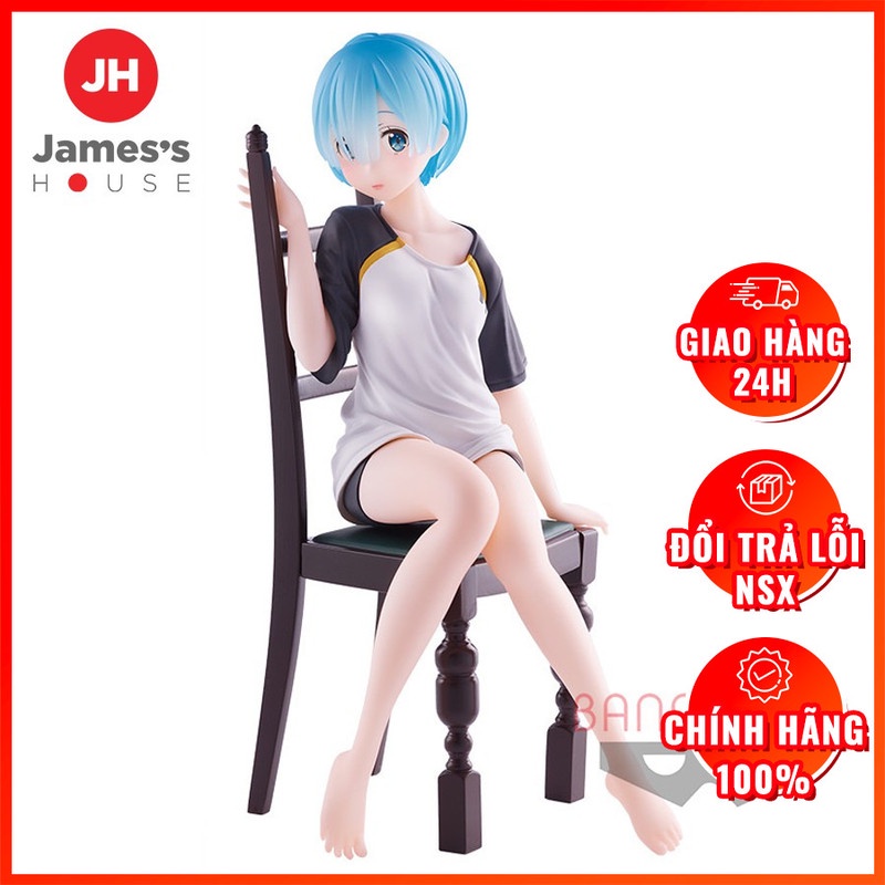 Mô Hình Figure Chính Hãng Anime Re:Zero, Rem, Relax Time, T Shirt Version, BANDAI SPIRITS, Nhật Bản