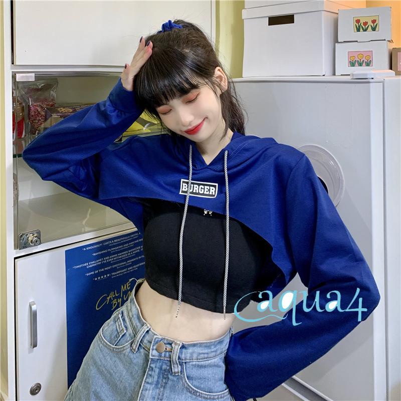 Áo Lửng Tay Dài Có Nón Thêu Chữ Thời Trang Cho Nữ