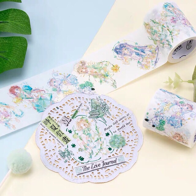 Washi tape Anime dễ thương mạ nhũ vàng có phản quang