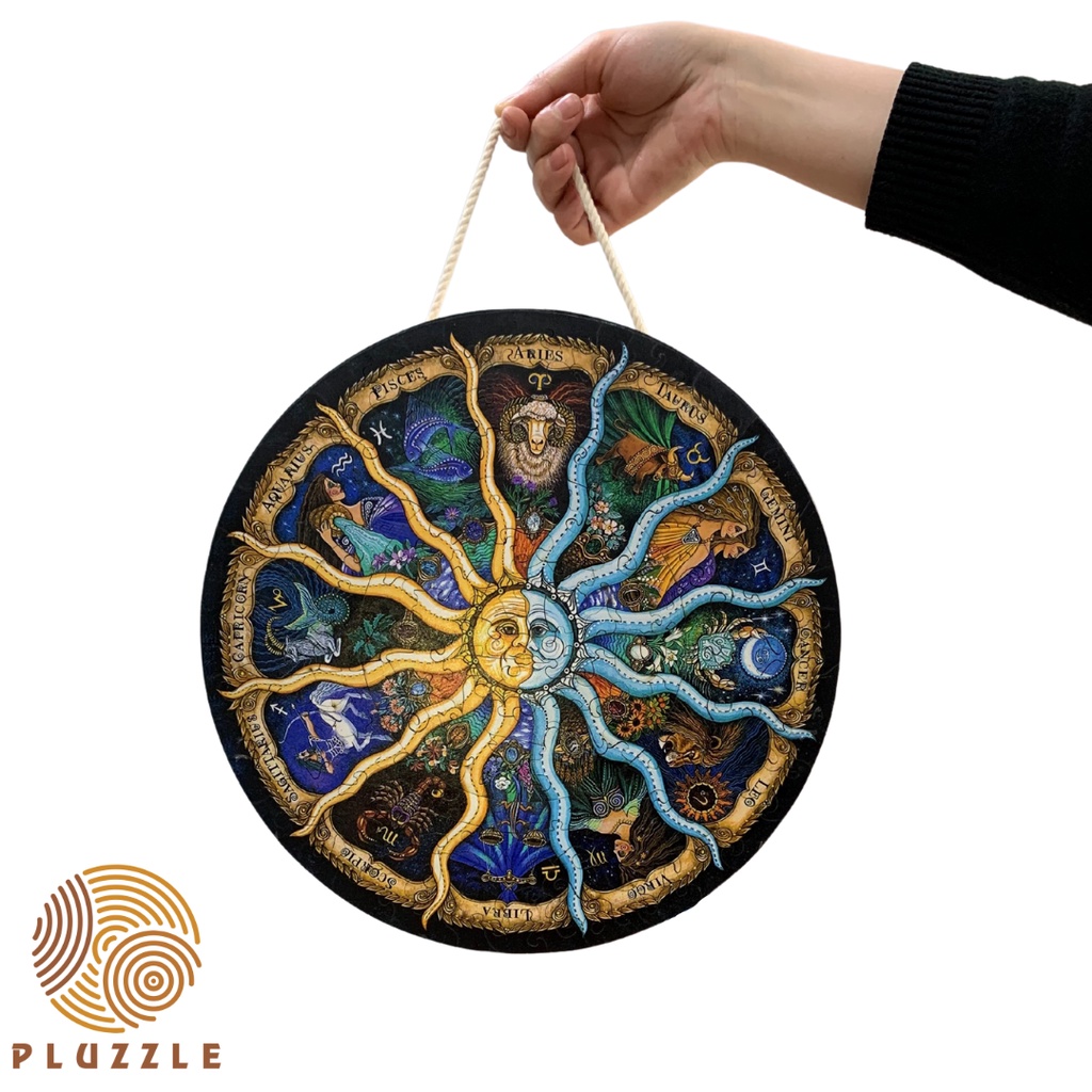 BẢNG GỖ PLUZZLE DECOR TREO TƯỜNG - KHUNG TRÒN GỖ TRANG TRÍ VINTAGE dành riêng cho Bộ xếp hình khuôn tròn
