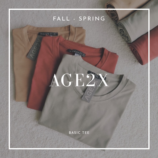 Top 3 Màu Áo Thun Unisex Best Seller Age2x [ Tan/Đỏ gạch/Soft Matcha ]