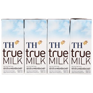Lốc 4 hộp sữa tươi tiệt trùng socola TH true MILK 180ml