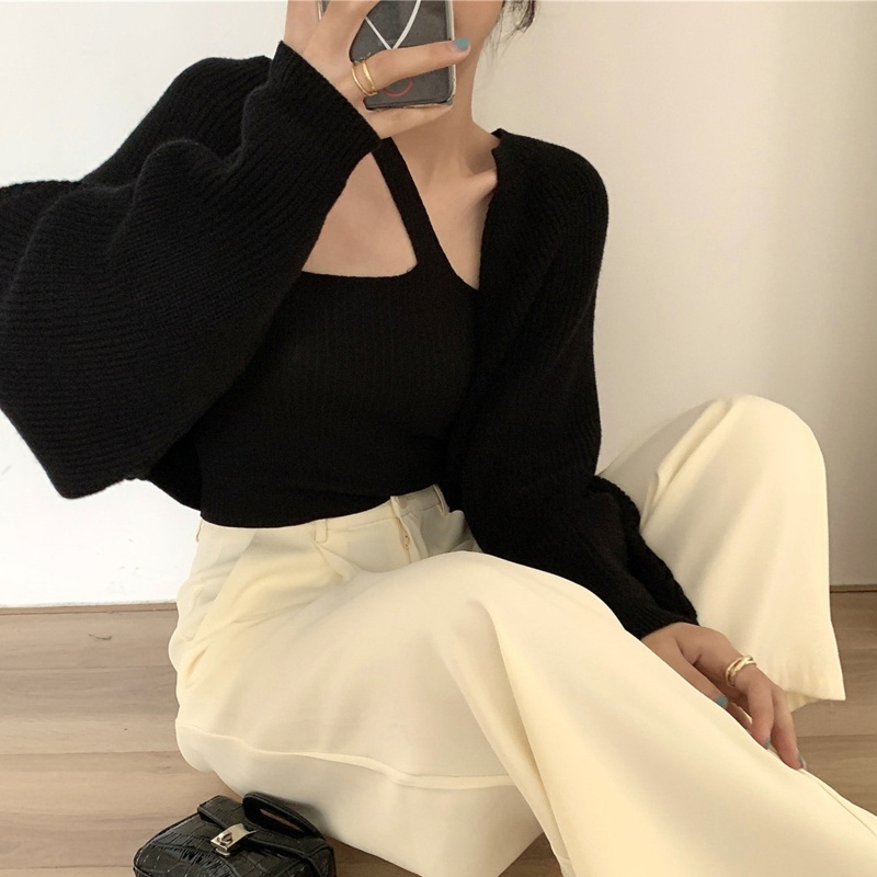 Áo Khoác Cardigan Dệt Kim Tay Cánh Dơi Phong Cách Hàn Quốc