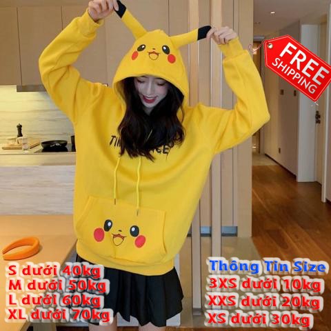 (FIREESHIP TOÀN QUỐC) ÁO KHOÁC UNISEX HOODIE PIKACHU CUTE NHẤT NĂM