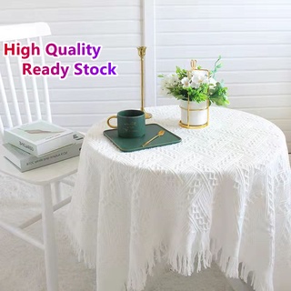 Khăn trải bàn màu trắng trơn họa tiết nổi trang nhã xinh xắn