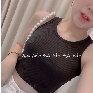 Áo bra nữ len tăm mềm mịn, áo croptop cộc tay ôm dáng