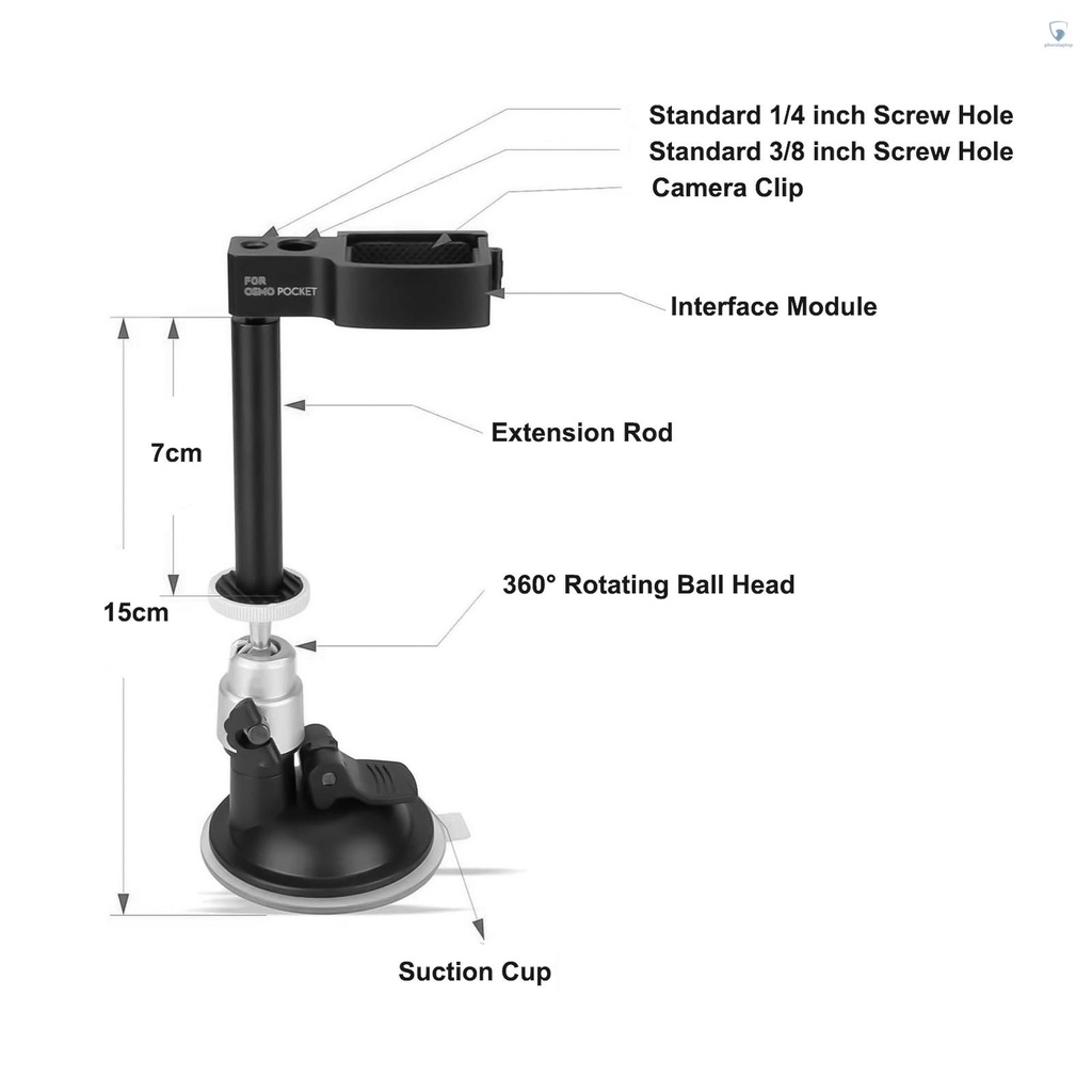 Giá Đỡ Máy Ảnh Có Cốc Hút Bằng Hợp Kim Nhôm Thay Thế Cho DJI Osmo Pocket / Pocket 2 Action