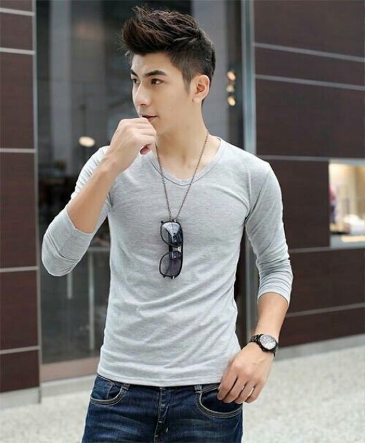 ÁO THUN NAM DÀI TAY CỔ TIM ĐẸP | BigBuy360 - bigbuy360.vn