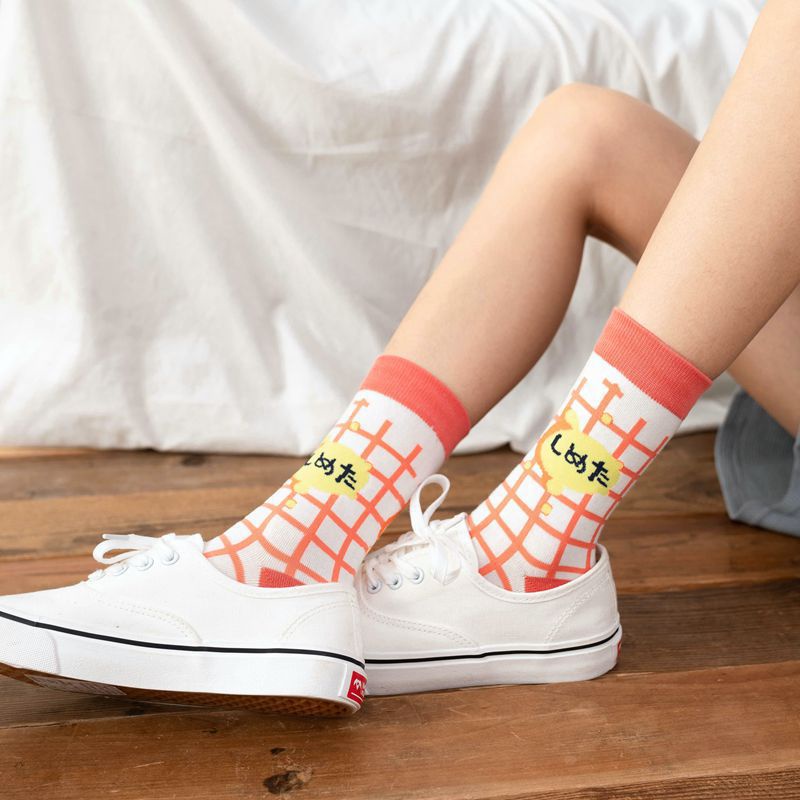 Vớ Cotton Cổ Trung Họa Tiết Hoạt Hình Phong Cách Nhật Bản Dễ Thương Thời Trang Cho Nữ