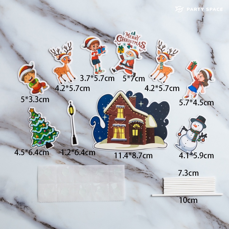 Phụ kiện cắm trang trí bánh kem hình ông già Noel/tuần lộc/ông già noel/người tuyết dễ thương