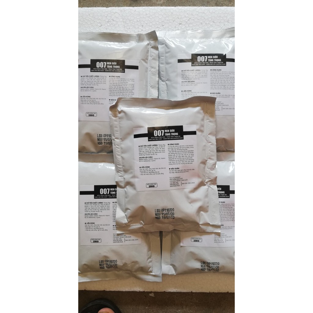 1kg Men Siêu Tăng Trọng 007- 5 trong 1 dùng cho gia súc, gia cầm, Chó mèo