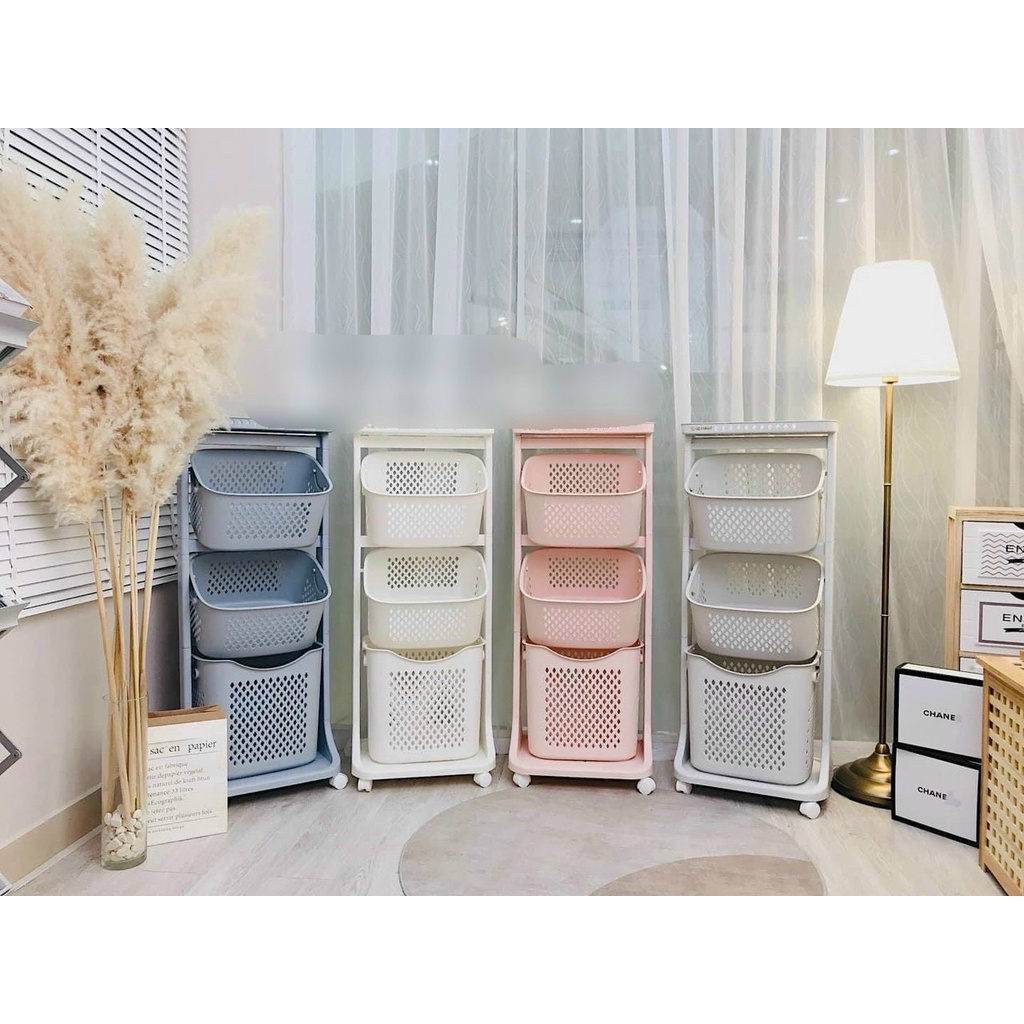 Kệ đựng đồ đa năng ba tầng, kệ đa năng Việt Nhật cao cấp, chống va đập, có bánh xe đa chiều