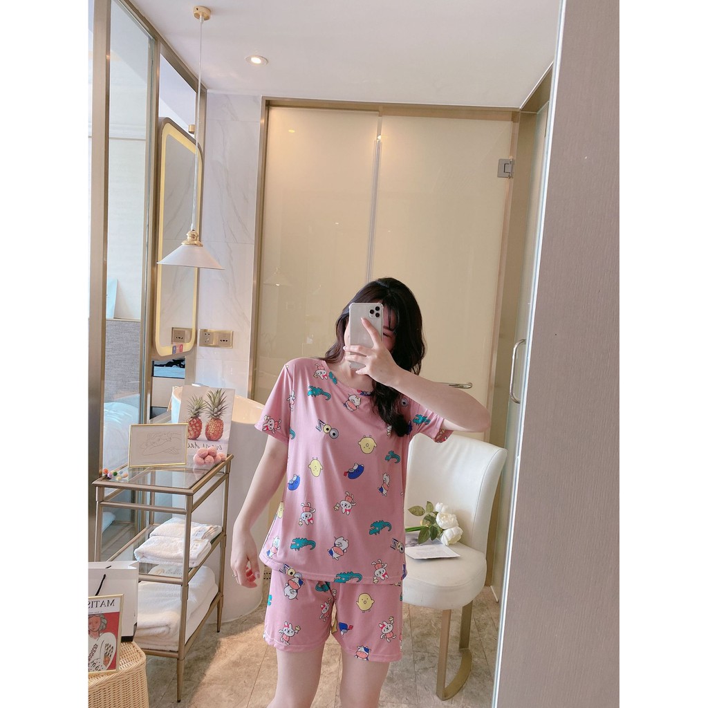 Set ulzzang đồ ngủ thun đùi họa tiết cá sấu DN019 (có ảnh thật)