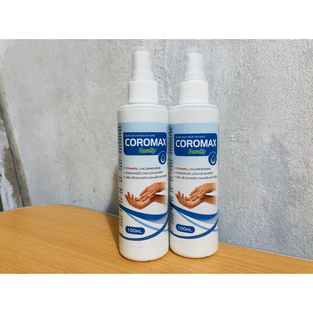 Nước Rửa Tay Khô Coromax - Tinh Dầu Tràm Gió - Dùng Cho Cả Gia Đình (100ml)