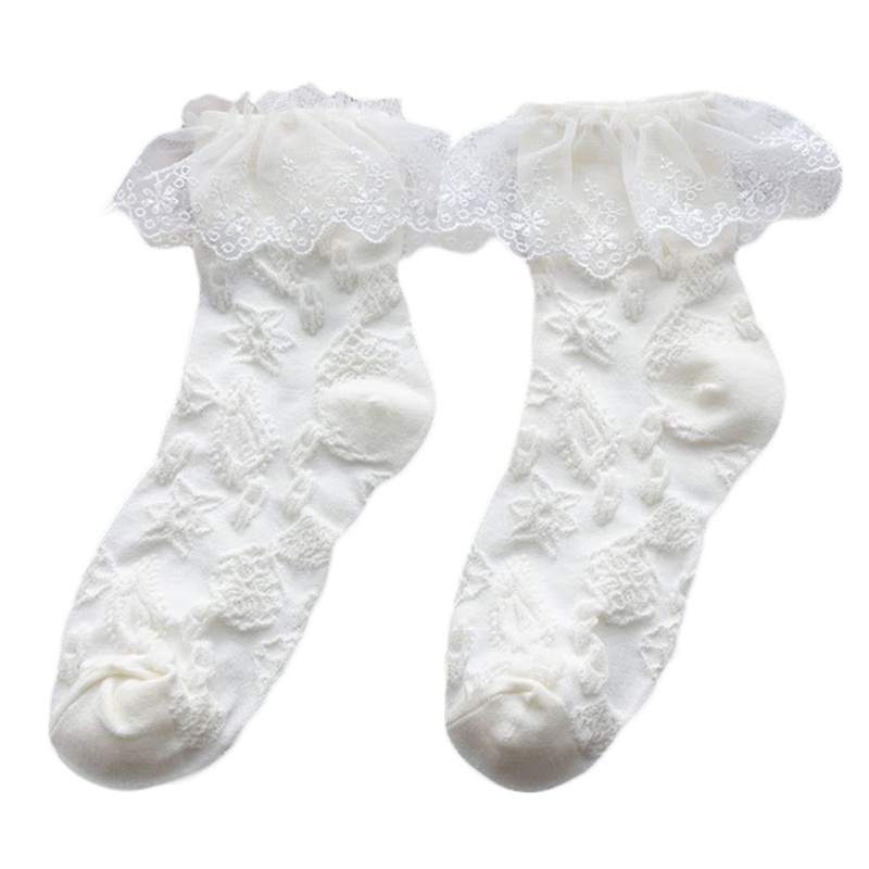 Xixi Vớ Cotton Ngắn Phối Bèo Họa Tiết Hoa Phong Cách Preppy Nhật Bản Cho Nữ