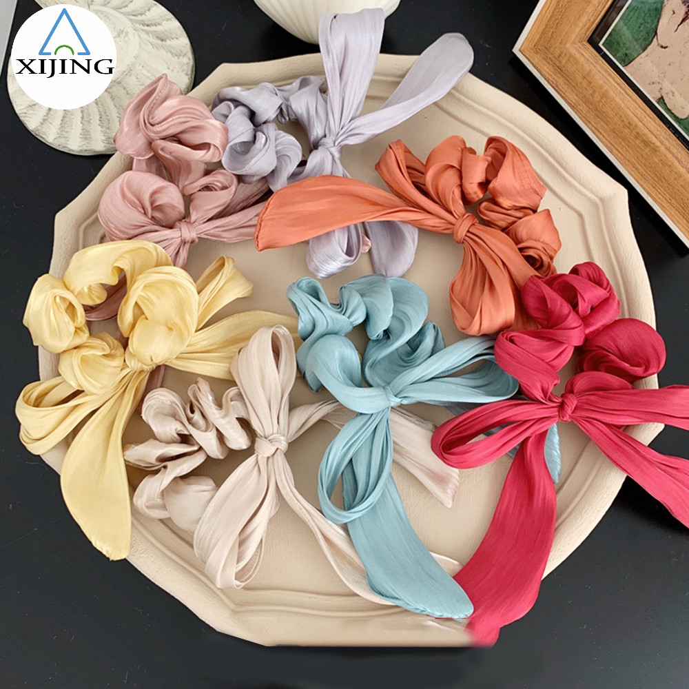 Dây thun buộc tóc họa tiết nơ và hoa co giãn thời trang cho nữ