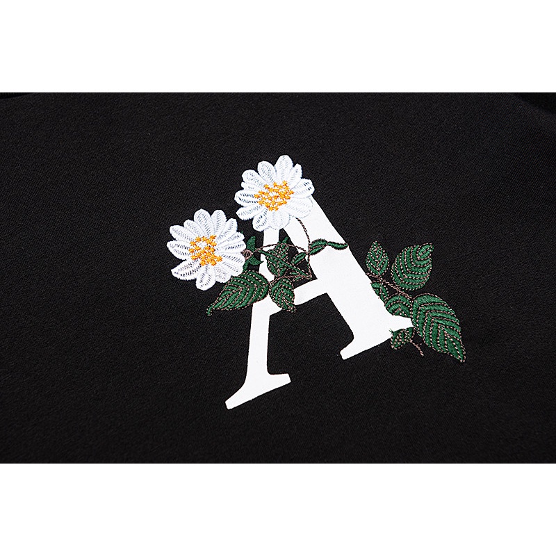 Áo Thun Cotton Tay Ngắn Dáng Rộng Thêu Chữ Và Hoa Plus Size Unisex