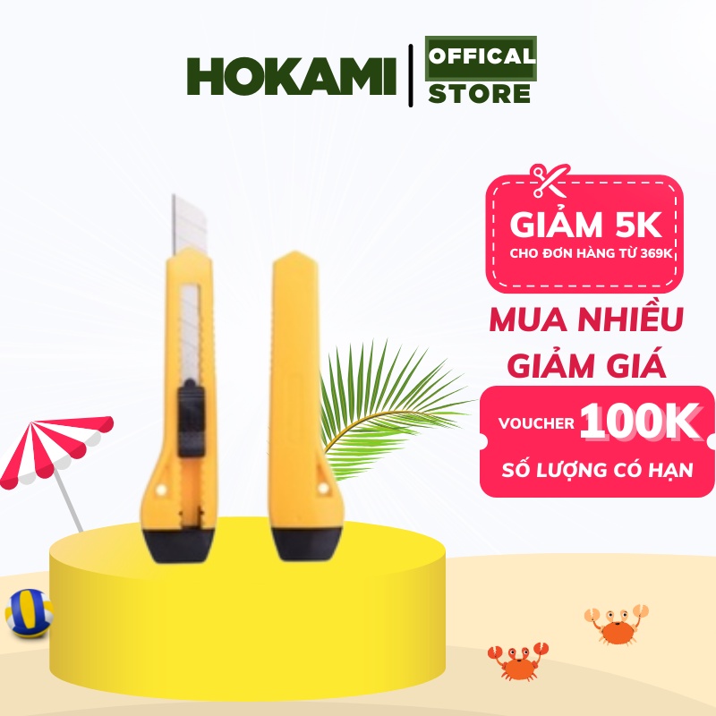 Dao rọc giấy Deli cỡ lớn- Dao dọc giấy -  màu Vàng  - 1 cái E2061 - văn phòng phẩm HOKAMI STORE