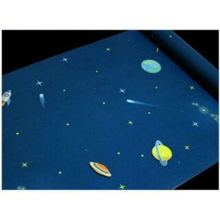 Decal dán tường 5m họa tiết vũ trụ xanh