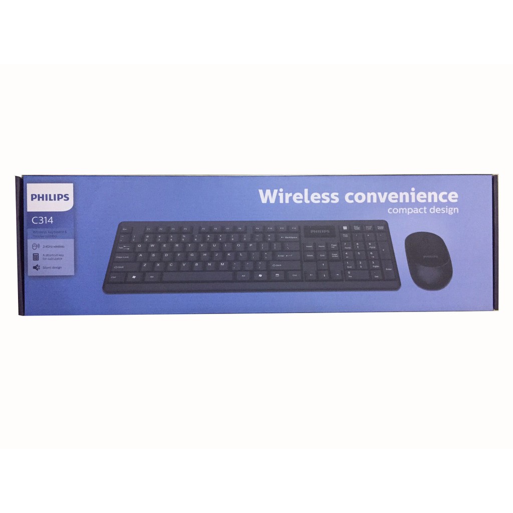 BÀN PHÍM + CHUỘT PHILIPS SPT 6314 ĐEN KHÔNG DÂY (C314) | BigBuy360 - bigbuy360.vn