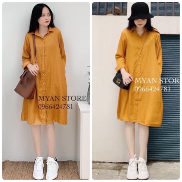 ĐẦM SƠMI VÀNG FORM RỘNG