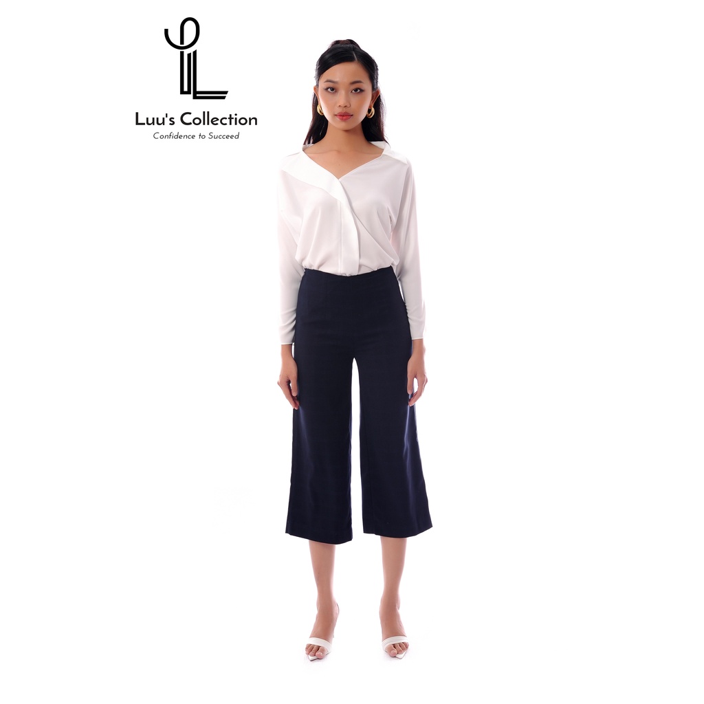 LUU'S COLLECTION - Quần culottes sọc caro ống suông (hình ảnh chính chủ shop tự chụp)