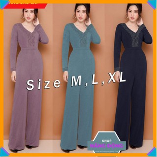 Bộ Jum Đẹp 🌸FREESHIP🌸 Jumpsuit dài ống suông cổ tim đính hột TJ959