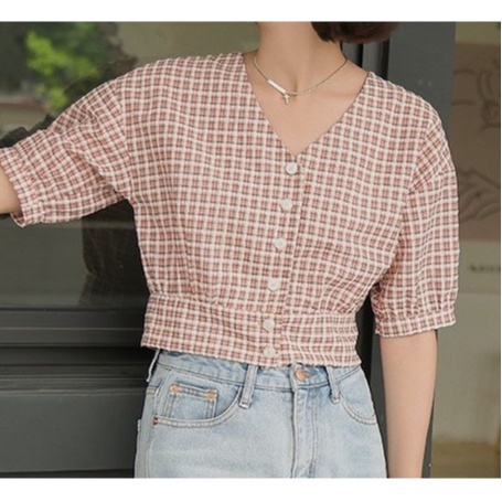 {Giá sốc trải nghiệm sp}-Áo croptop  cột nơ lưng tay lửng Vintage.