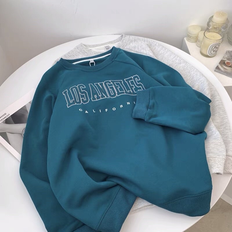 Áo Sweater chữ Los Angeles tay bồng đủ màu from thụng Unisex,Áo Sweater Nam/Nữ phong cách Ulzzang