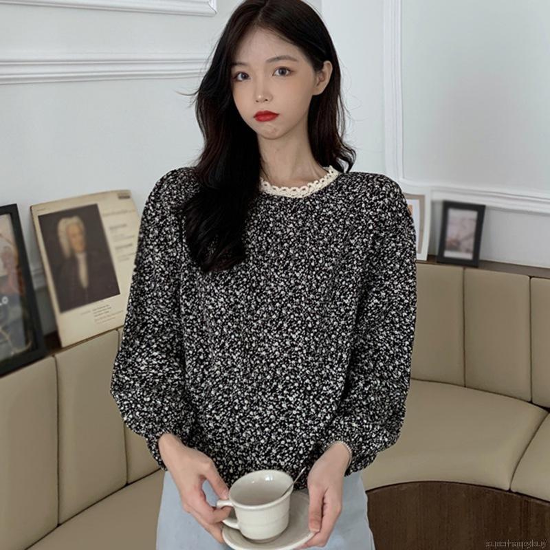 Áo Sơ Mi Tay Dài Chất Chiffon Hoạ Tiết Hoa Thiết Kế Thanh Lịch