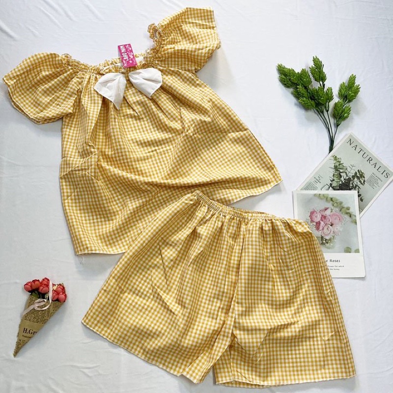 Đồ bộ mặc nhà freesize từ 40-45kg , đồ bộ cho nữ, cho bé gái lớn vải mềm - B08