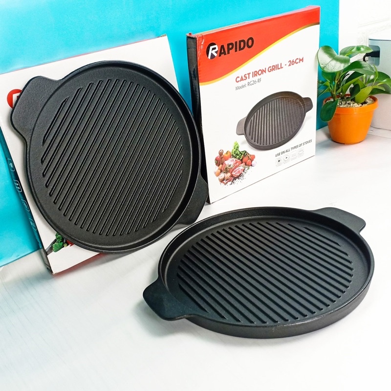 Chảo Nướng Gang Rapido Size 24/26cm - Dùng Cho Mọi Loại Bếp