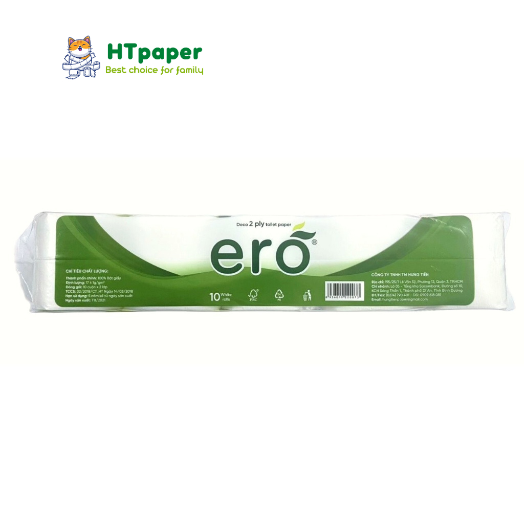 💥 Giấy vệ sinh ERO xanh loại 10 cuộn không lõi trắng mịn dai không bụi cao cấp - HTpaper (10 cuộn)