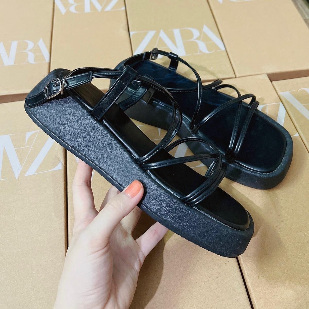 (Hàng QC) Sandal dây đế thô 2 màu đen trắng HSD195