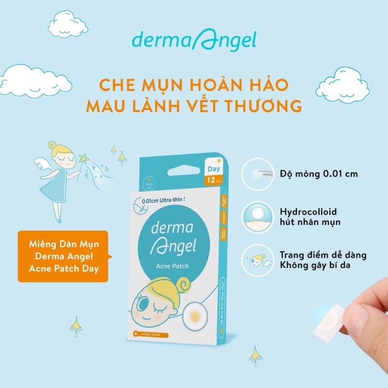 Bộ Miếng Dán Mụn Dùng Ban Ngày & Đêm Derma Angel Acne Patch For Day & Night 12 - 18 - 42 Miếng