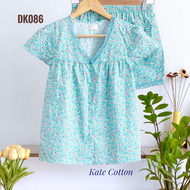 Đồ Bộ Nữ Mặc Nhà LUCKY Ngắn Cổ Tim Dể Thương Vải Mềm Mát
