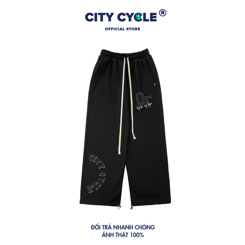 Quần dài ống rộng local brand Life City Cycle thêu xù unisex form suông cạp chun nam nữ oversize