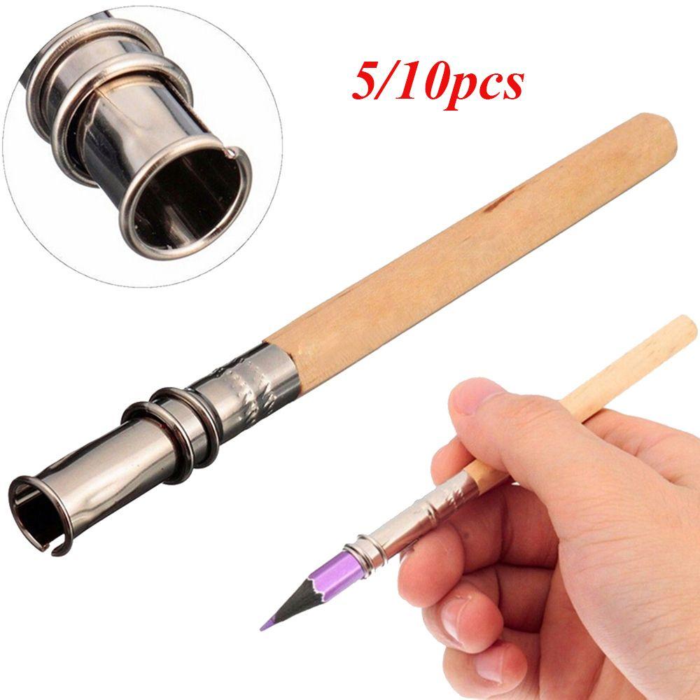 PISTA Set 5 / 10 Dụng Cụ Nối Dài Bút Chì Bằng Kim Loại Có Thể Điều Chỉnh