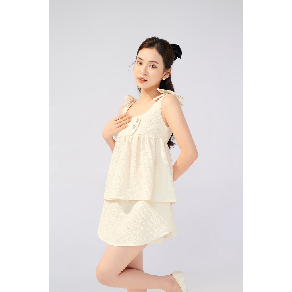 Somee studio Áo 2 dây baby doll đính đá Jardin top