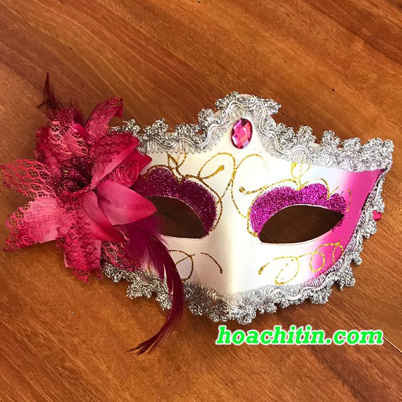 Mặt nạ hóa trang dư tiệc nửa mặt halloween Ren vẽ