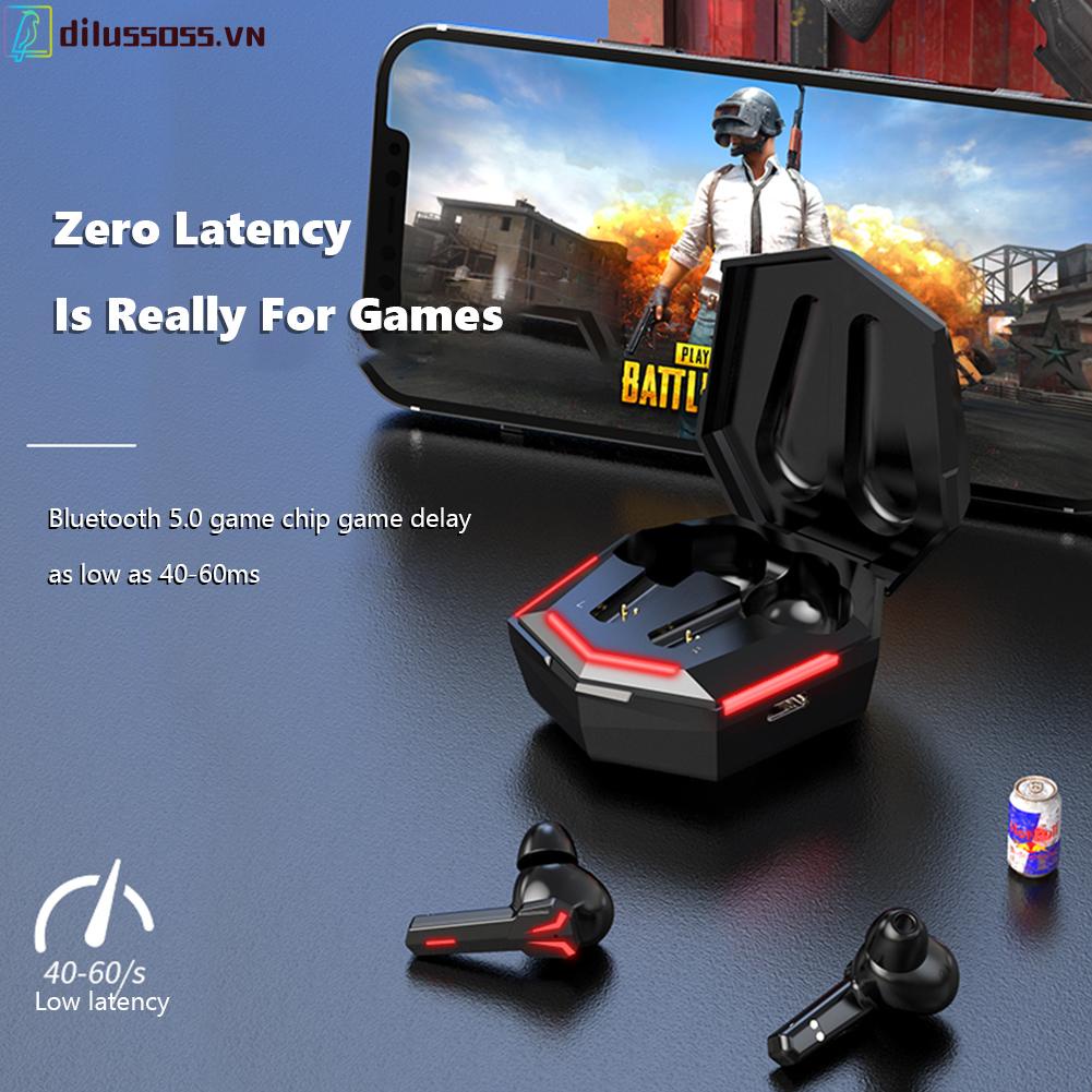 Tai nghe không dây nhét tai KS06 Bluetooth 5.0 âm thanh nổi độ trễ thấp có hộp sạc