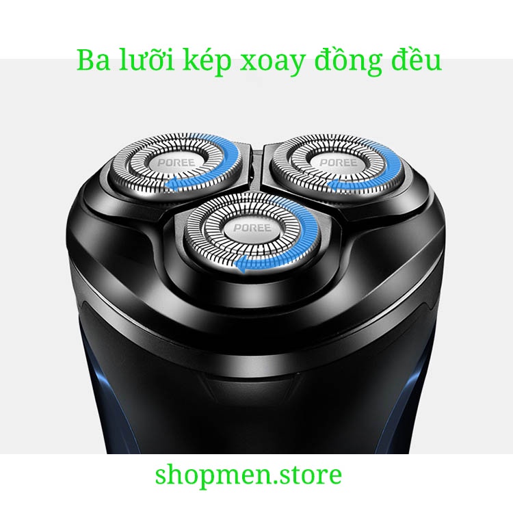 Máy cạo râu Poree Ps198, Ps197 sạc nhanh máy khỏe chống nước có báo dung lượng pin BH 12 tháng