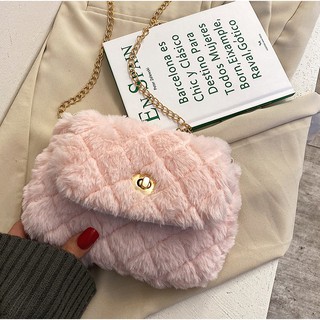 Túi Xách Quảng Châu Nữ Lông Mềm Túi Xách Đeo Chéo Xinh Xắn Size 22cm