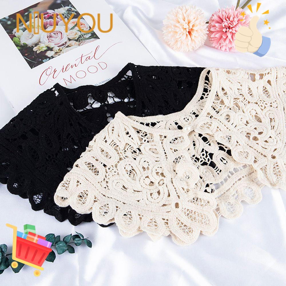 Cổ áo giả đan len phối ren họa tiết hoa phong cách vintage thời trang cho nữ