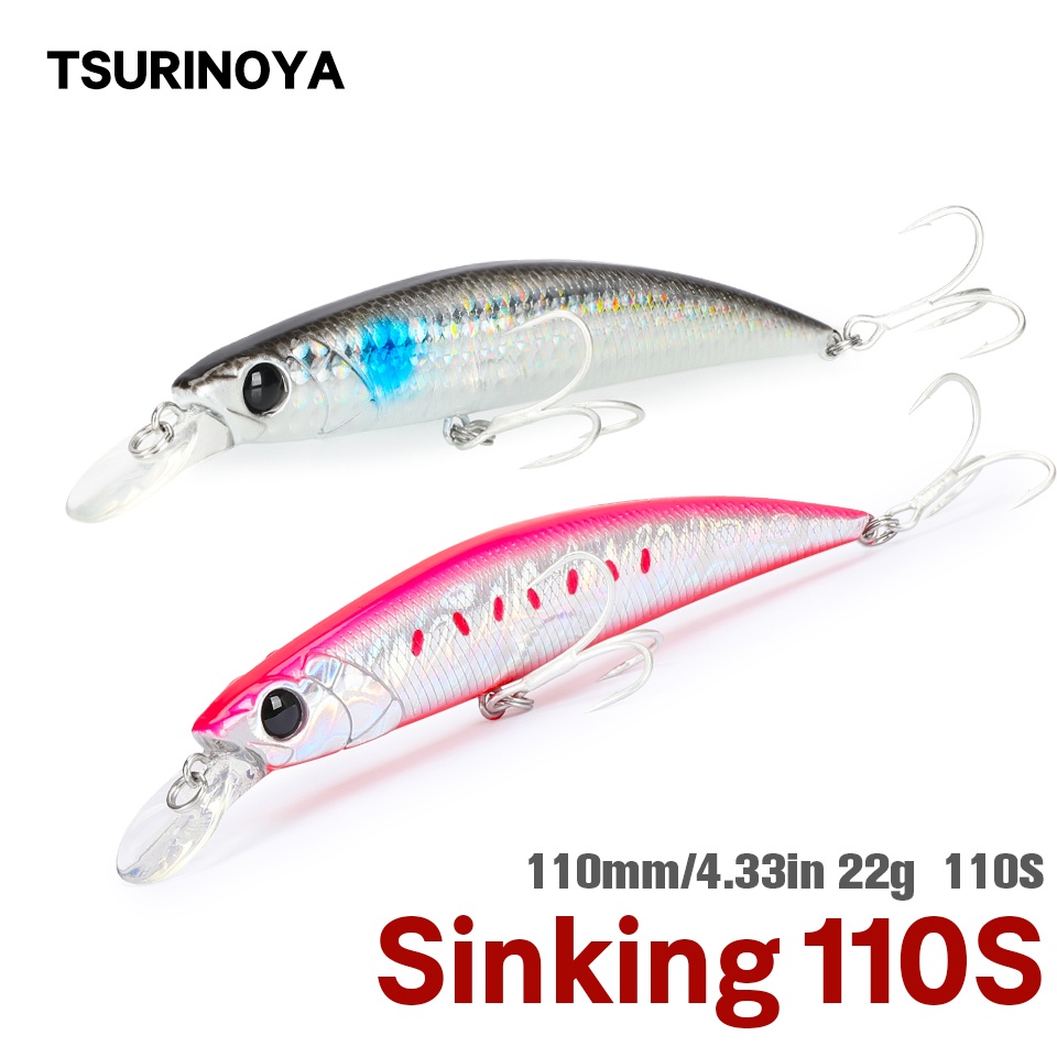 TSURINOYA 110S Long Casting Chìm Minnow Mặn câu cá Lure DW77 110mm 22g Cá hồi lớn Pike River Lake Hard Baits Jerkbait
