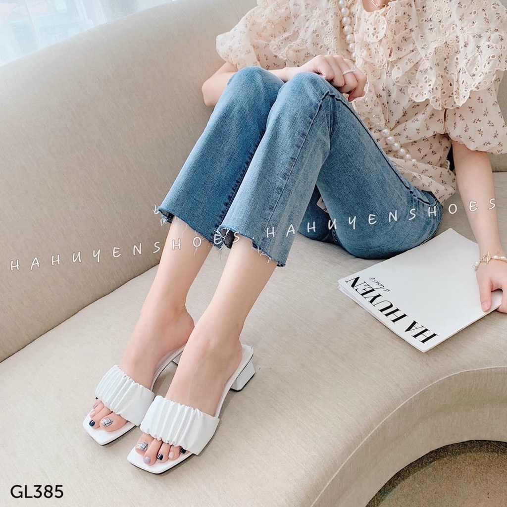 Guốc cao gót quai nhún bèo 4 phân mã S22!