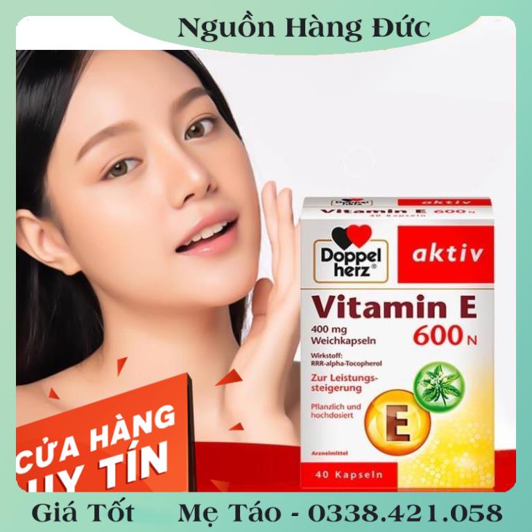 Viên uống Doppelherz Aktiv Vitamin E 600N của Đức, 40 viên -Nội địa Đức Đủ Bill