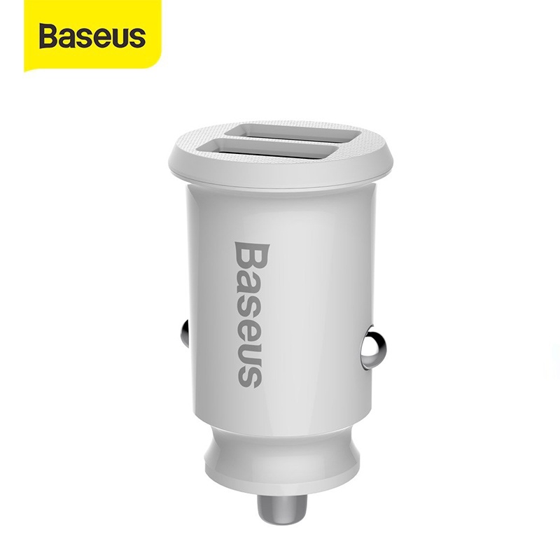 Tẩu sạc đa năng cho xe hơi Baseus Grain Car Charger 2 cổng USB sạc nhanh 3.1A kích thước nhỏ gọn