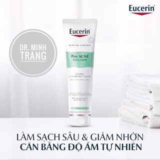 (CHÍNH HÃNG) Sữa Rửa Mặt Cho Da Mụn Eucerin Acne Solution Gentle Cleansing Foam 150g - Tạo Bọt Dịu Nhẹ