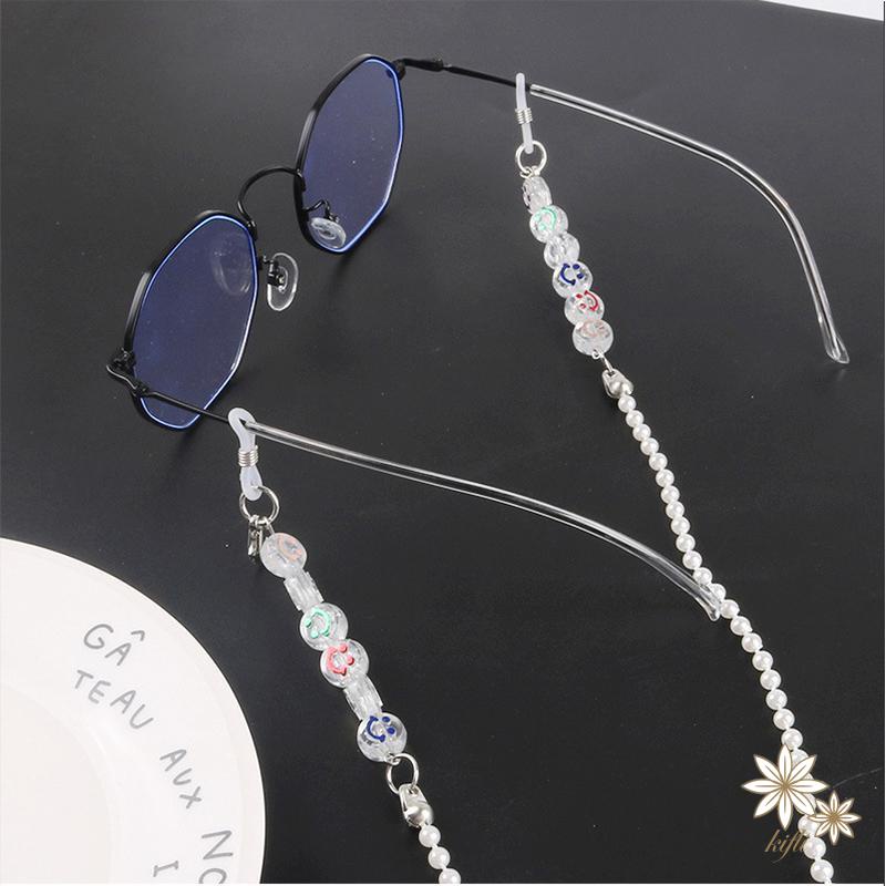 【kifli】Kính acrylic trong suốt / dây đeo mặt nạ có hoa, trang trí trái tim